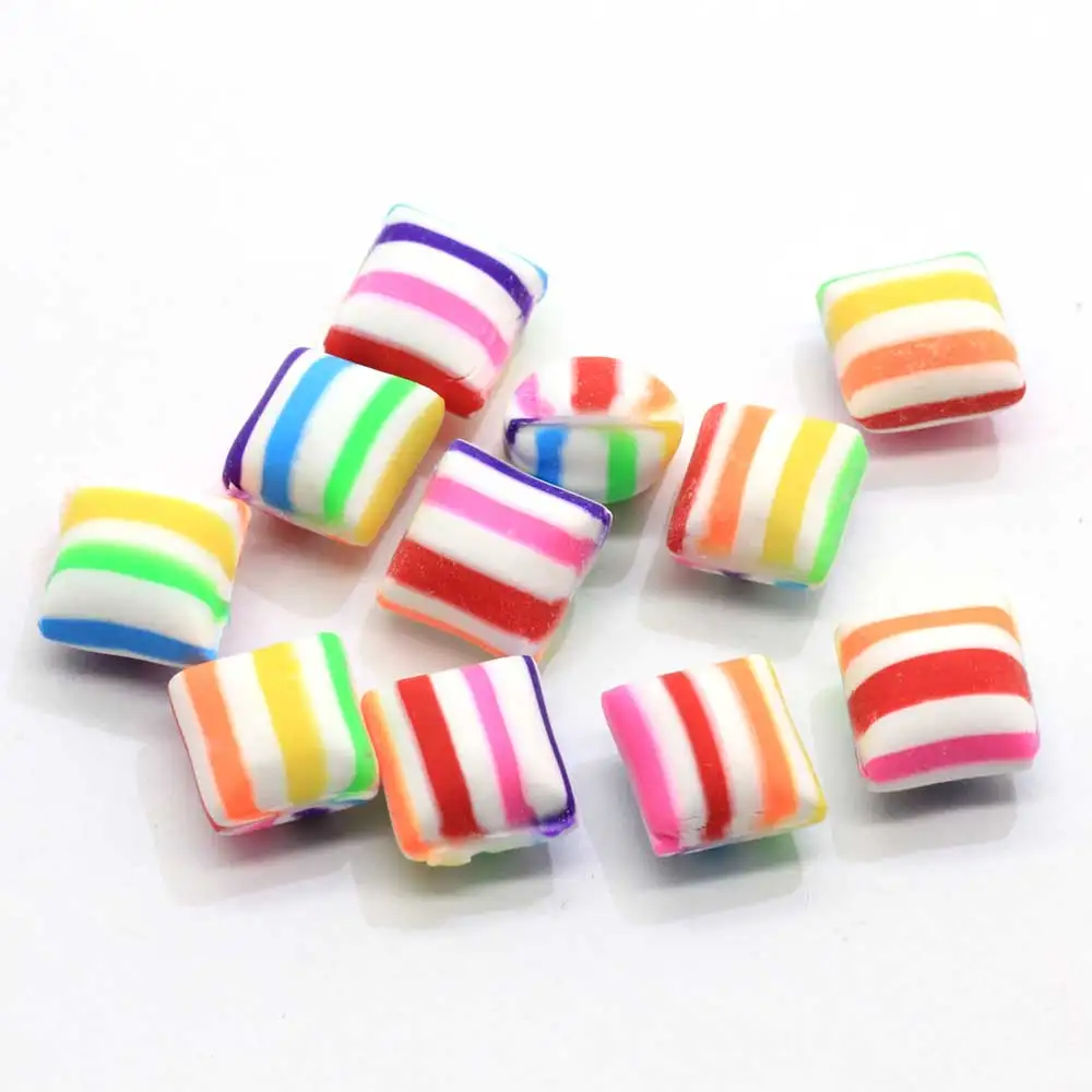 100pcs  Candy Charms 10mm Polymer Clay Spun Sugar DIY Handmade Phone Craft Supplies Filler for Slime Toy Kit Children