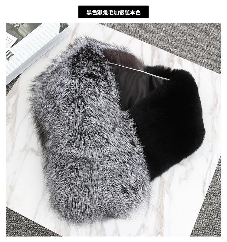 MWFur Winter Fashion Winter Fox Hair Scarf For Girl Fashion Fox Fur Scarf with Rex Rabbit Fur Woman Scarf