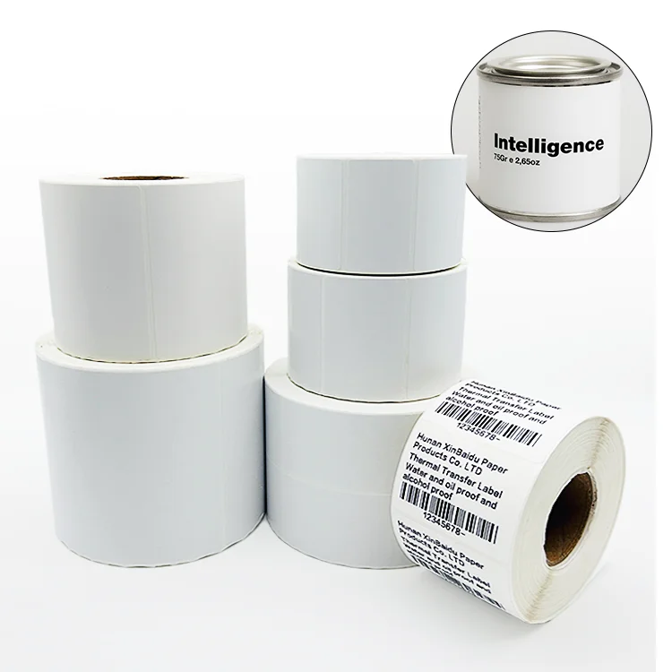 Custom Size White Sticker Matt or Glossy Thermal Synthetic PP Polypropylene Adhesive Paper Film Freezer Grade Barcode Food Label