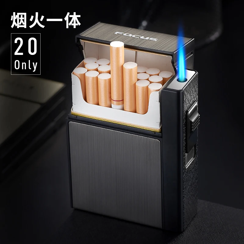 YH035F  USB rechargeable Metal cigarette case with detachable lighter one jet flame windproof type