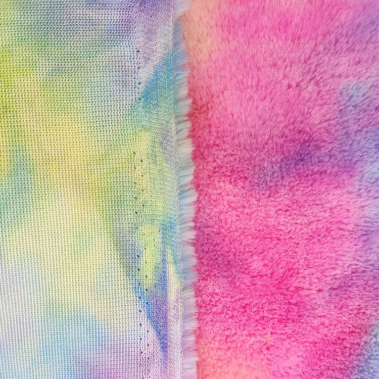Goods in stock lovable rabbit wool soft polyester tie dye velvet fabric for toy