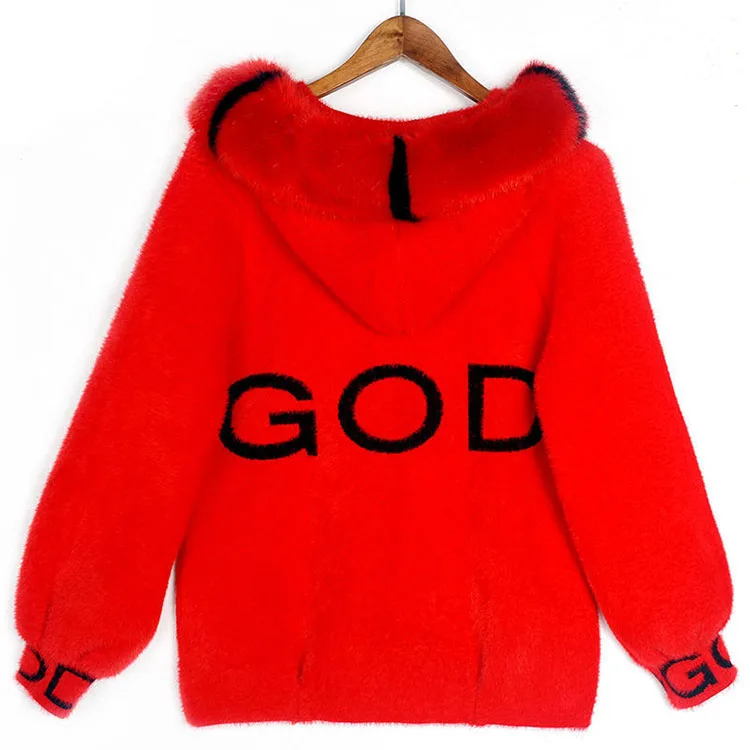 Autumn Winter Women Faux Mink Fur Coat Loose Short Style Hooded Jacket 2020 New Fashion Girls Cute Sweater Coat