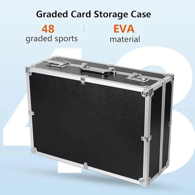 Graded Card Storage Case Sports Card Storage Boxes Holds 48 Graded Cards with Lock Hard Case