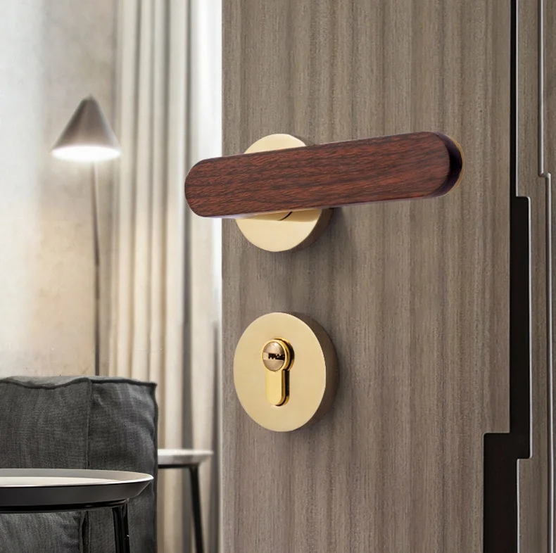 Modern wood entrance door handle lock set new design handle lock for wooden door