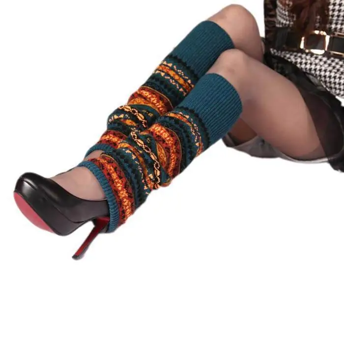 2020 New Arrival Women Girls Bohemian Long Leg Warmer Winter Fashion Boho Knitted Warm Boot Thigh High Socks