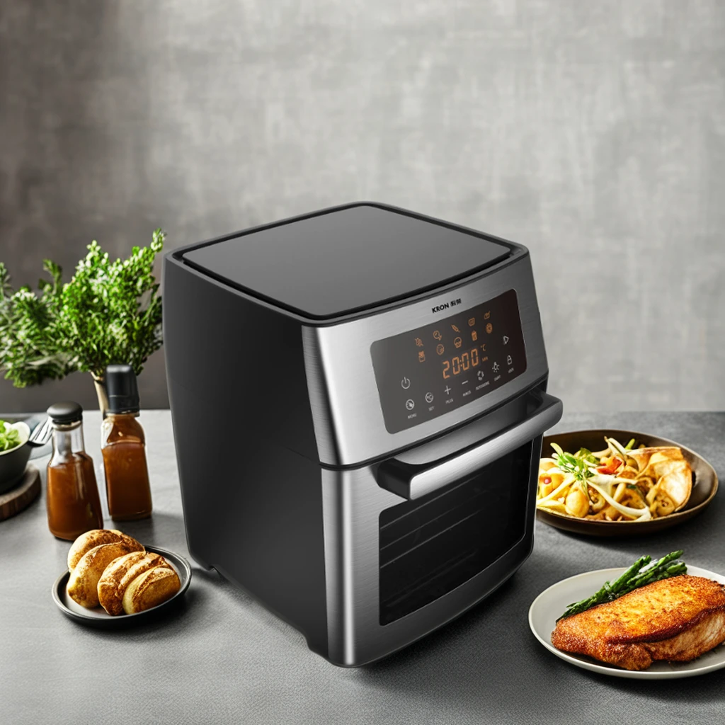 15L Lager Capacity Smart Air Fryer Oven White Stainless Steel Digital Control Deep Fryer Household Use Plastic Accessory