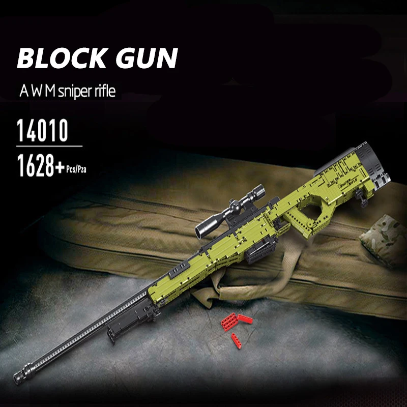 Gun Series 14010 Game Weapons Equipment AWM Sniper Rifle Block Gun Model Boy Educational Assemble Building Block Plastic Toy