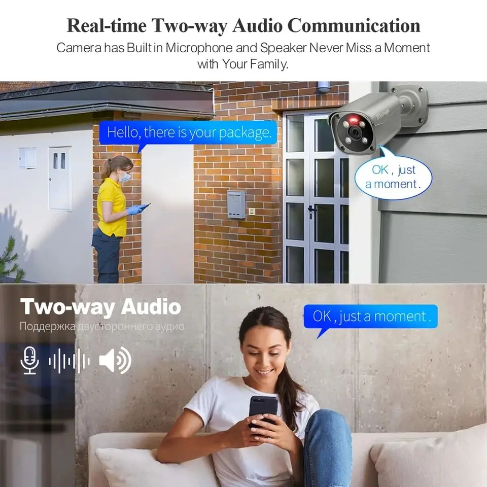 4ch 8mp Full Hd Цвет ночного видения интеллигентая (ый) обнаружение лица Poe ip Cctv камера системы видеонаблюдения Nvr