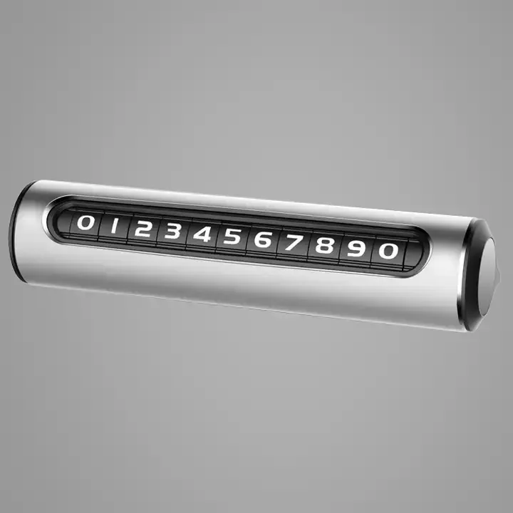 Car accessories high quality aluminum Adhesive Waterproof Temporary Car Parking Card Auto Interior Number plate
