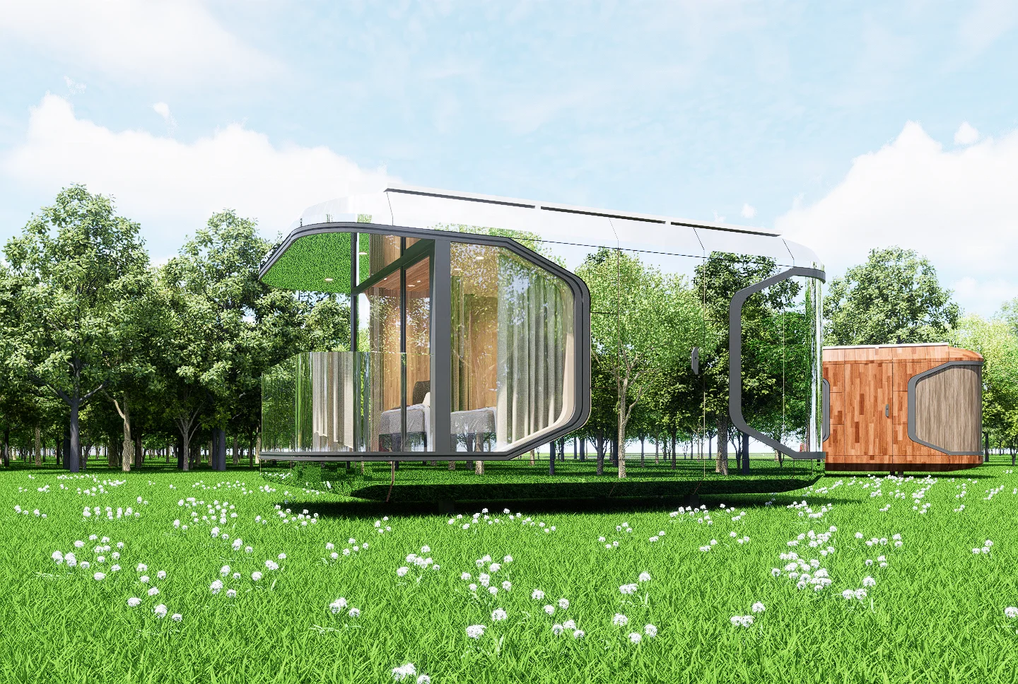 Nature style capsule house  Panel color customization  mobile home Prefabricated houses  capsule house