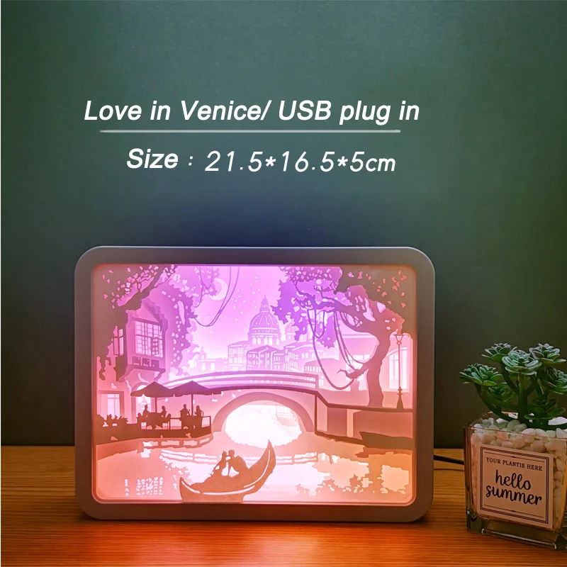 Romantic love 3d creative visualization illusion paper lamp home decor night led light gift carving
