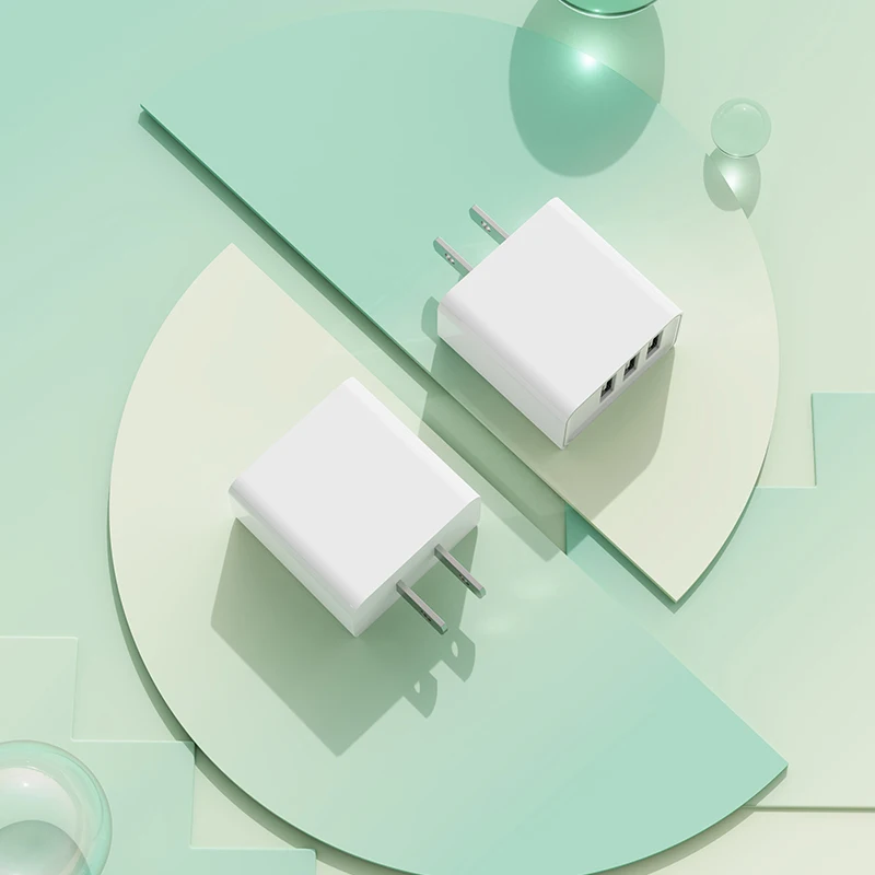 12W 3-Port USB Plug Cube chargers Fireproof Material USB Cube Power chargers adapters for iPhone