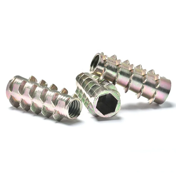 Customized Threaded Inserts For Wood Furniture Zinc Alloy Hex Socket Conical Wood Insert Nuts Without Flanged