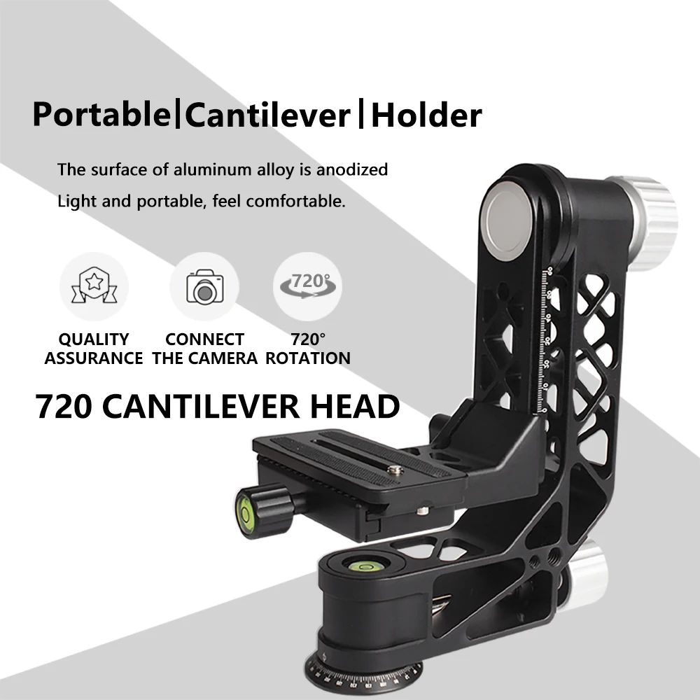 BeiZhen720 Degree Rotating Panorama Tripod Gimbal Head for Video Camera Tripod Stand with Bird Watching Cantilever Tripod Head