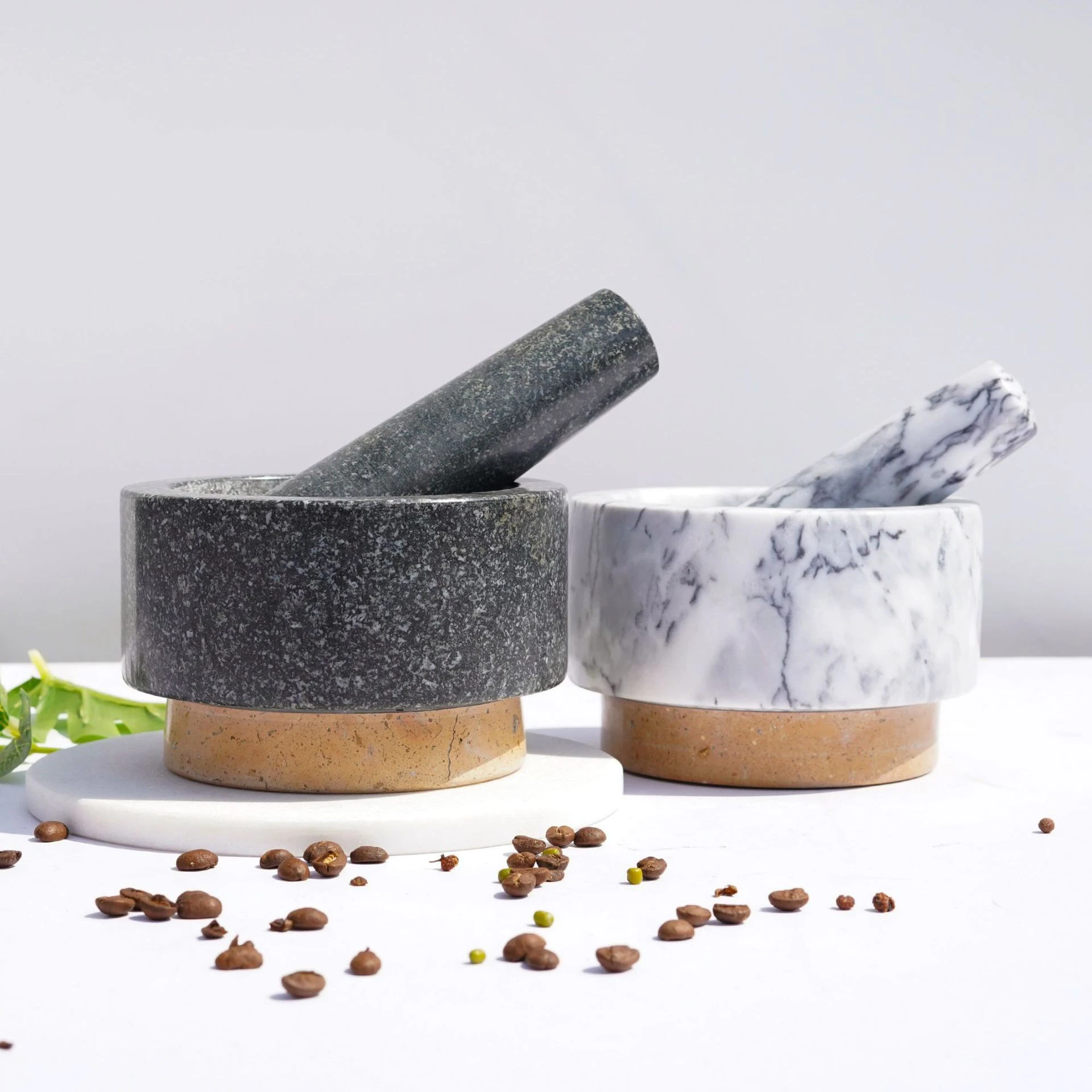 Himalayan Salt Kitchen Marble Mortar and Pestle for Grinding Herb & Spice Tools Spice & Nut Grinders Dishes