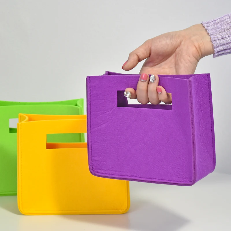 Customization different color tiny with handle hold little things Felt small tote Bag