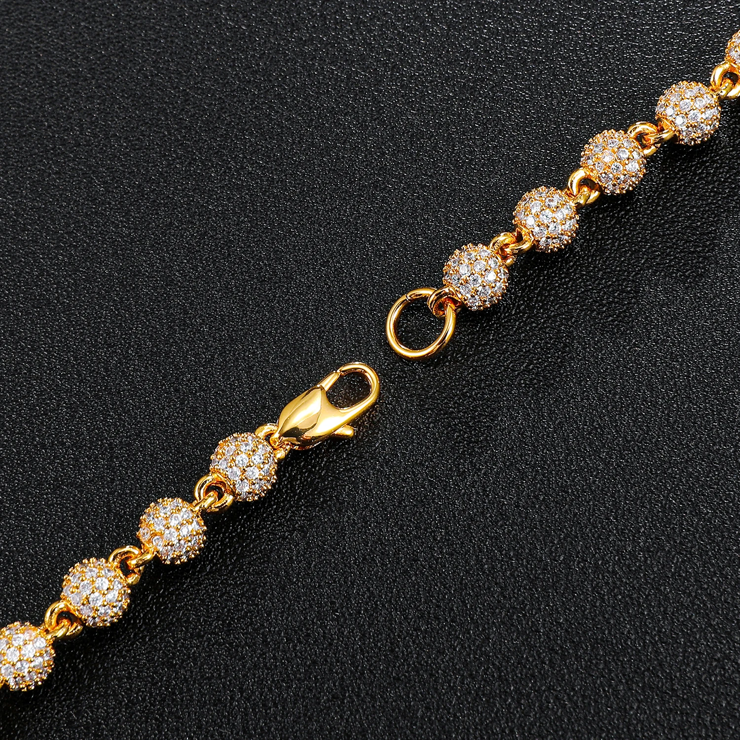 Fashion Jewelry Chain Necklace HipHop Style Real 14K 18K Solid Gold diamond bead Chain bracelet jewelry for men