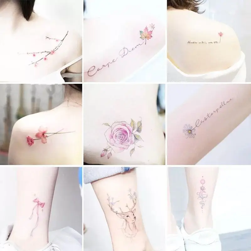 30Pcs/Set No Repeat Temporary Tattoo Stickers Waterproof Tattoos For Women Sexy Arm Clavicle Body Art Hand Foot for Girl Men