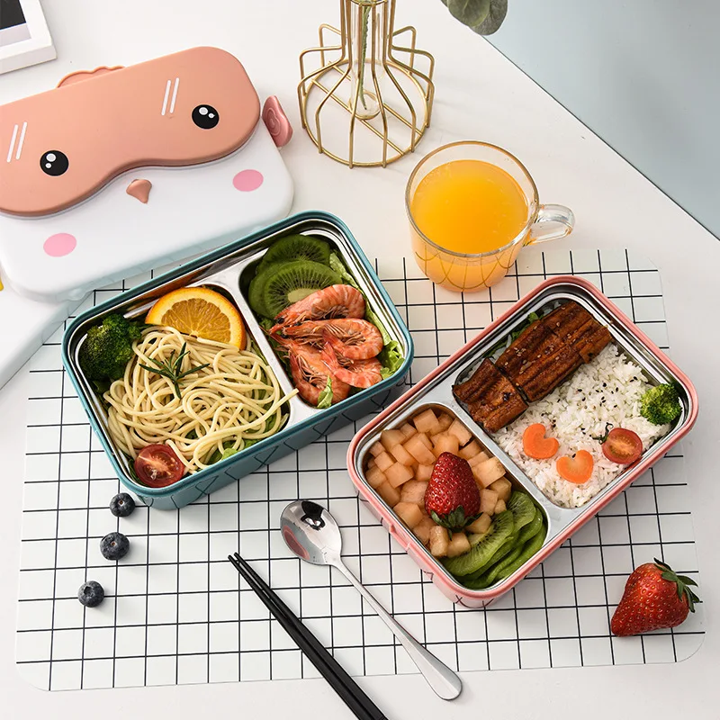 High quality lunch boxes loncheras escolares kids portable plastic stainless steel lunch box with compartment