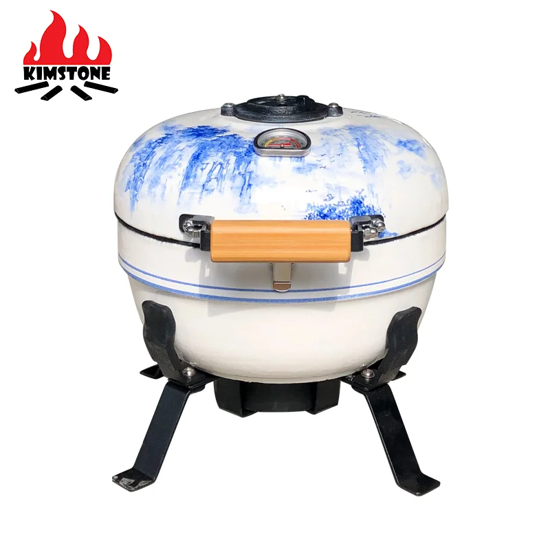 KIMSTONE Ceramic Charcoal Portable Stainless Steel 12 Inch Barbeque Smoker Grill