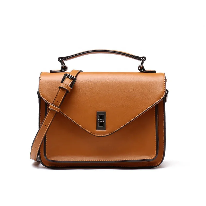 wholesale ladies leather PU square handbag purse shoulder handle tote bag for women