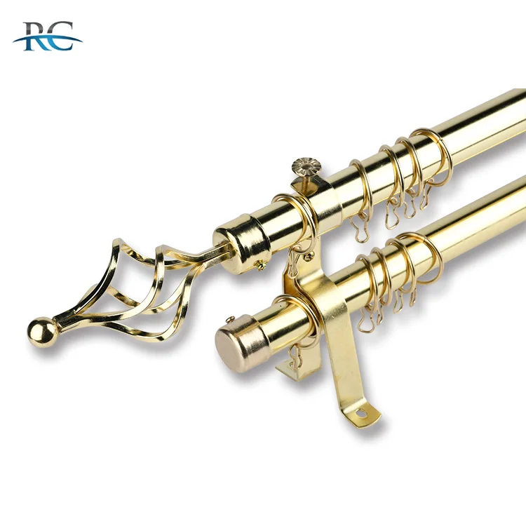 16mm 19mm curtain rod wholesale customized iron curtain rod double Window curtain rod finials