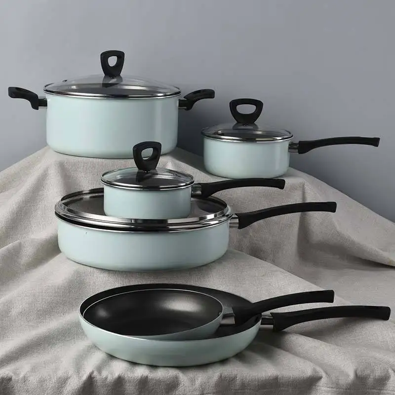 10 Pieces non-stick cooking pots and pans set non stick cookware sets