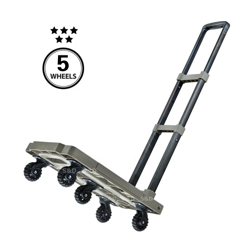 125kg loading compact platform flatbed lightweight portable retractable five-wheel dolly folding luggage hand trolley cart truck