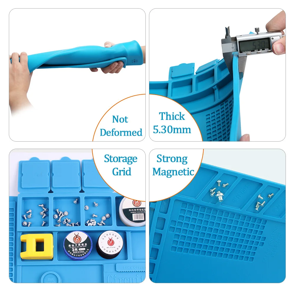 450X300 Silicone Repair Mat Non Magnetic Soldering Rubber Mat Heat Insulation Electronics Repair Carpet for Cellphone