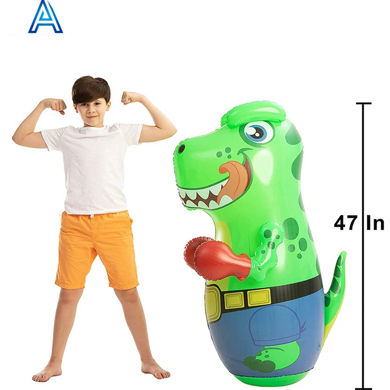 Cute cartoon design eco-friendly vinyl PVC air blow inflatable dinosaur bop bag punching bag boxing boxer bag