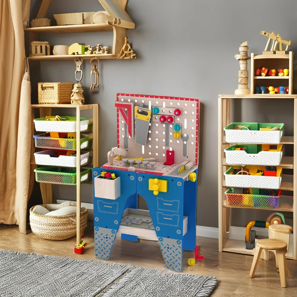 2024 Playing Tool Table Big Foldable Work Bench Toy Popular Wooden Kids Other Educational Toys