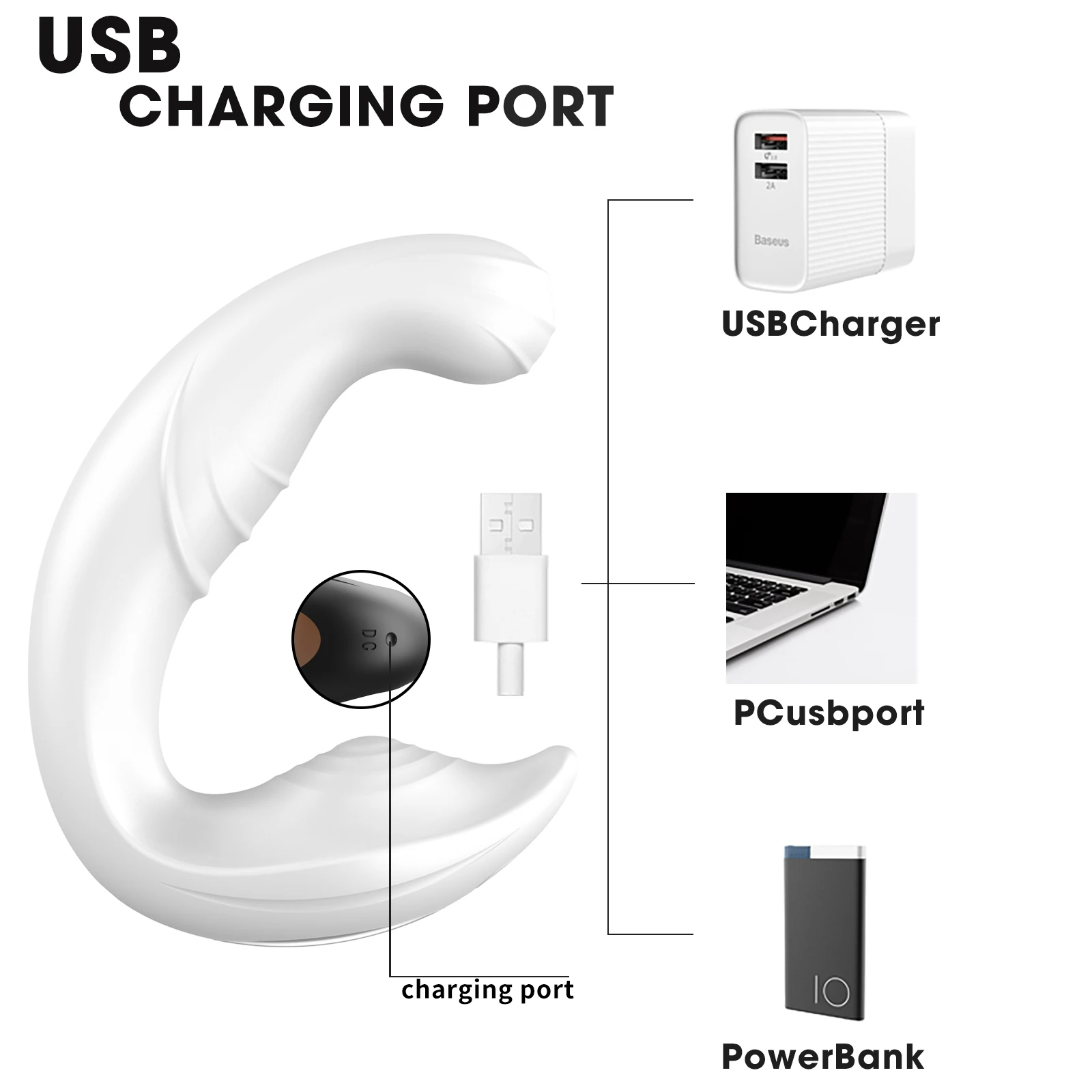 Белый USB Перезаряжаемый мужской анальный массажер простаты устройство Дистанционное беспроводное вибрирующее вращение пальца Анальная пробка вибратор