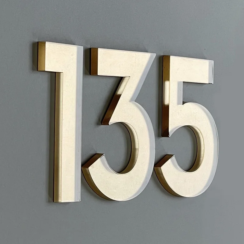 Acrylic 75mm House Number Outdoor Self Adhesive Letters Apartment Door Numbers Stickers Plate Sign Mailbox 3 inch