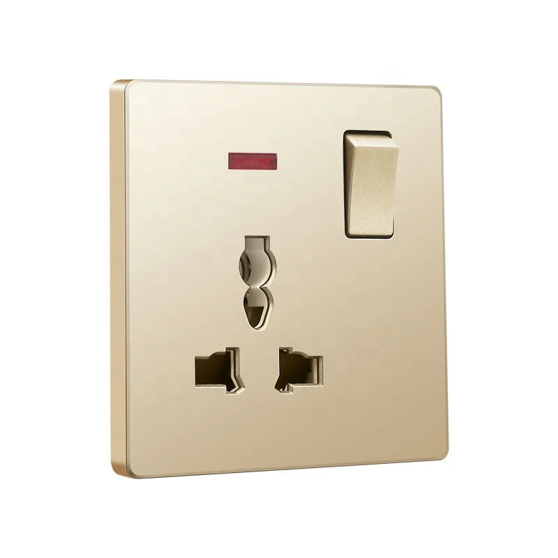 Good Quality Golden UK Africa Malta Maldives Electrical Wall Switches and Sockets Single Double Socket with USB