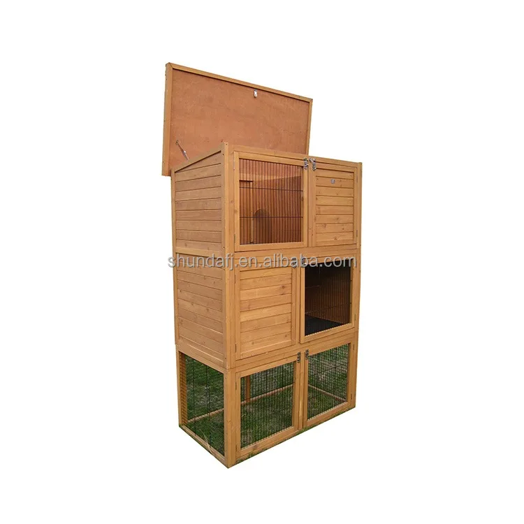 SDR039 Wooden Custom Rabbit Hutches Cages House Factory Custom Pet Guinea Pig Habitats Bunny Lovely Belt Animal Houses