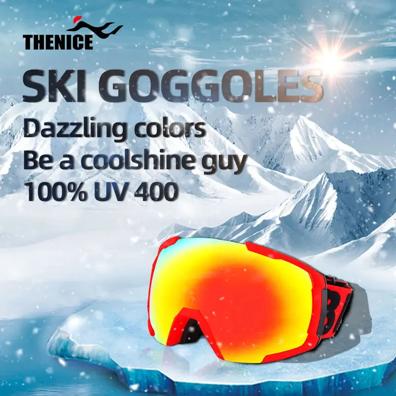 
THENICE Wholesale Ski Products UV Snow Goggles Anti-Fog Winter Ski Equip Ski Mask Glasses 