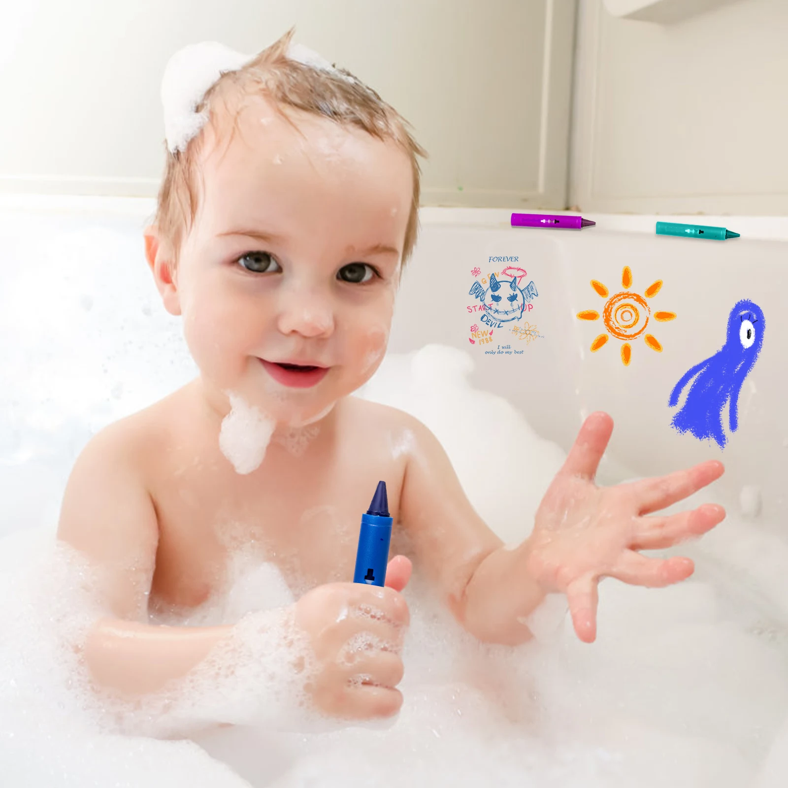 6 Colors Wholesale Bathroom Crayons Washable And Easy To Clean Colored Crayons Suitable For Children Bath Toys