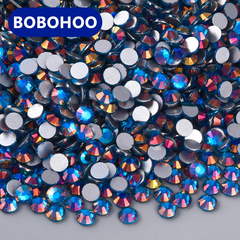 BOBOHOO  Rhinestones Wholesale SS6-SS30 Glass Rhinestones Flat back Non Hotfix Rhinestone Silver Bottom Series For Nail Art DIY