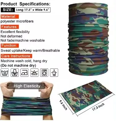 Wholesale Seamless Camo Cooling Head Tubular Bandana Scarf Sport Fishing Tube Headwear Headband Skull Custom Face Cover Bandana