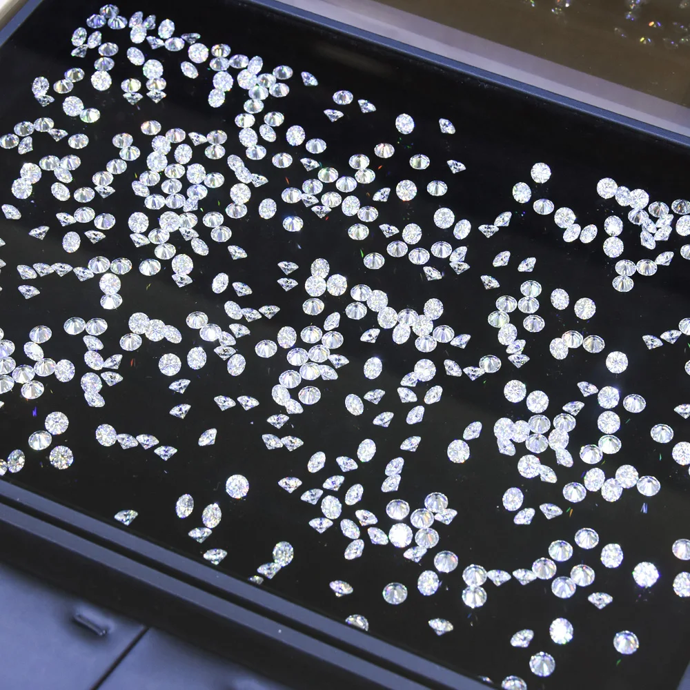 Wholesale Melee Moissanite Diamonds 0.5-2.0mm VVS1 White DEF Round Cut Melee Size Moissanite for Fine Jewelry Making