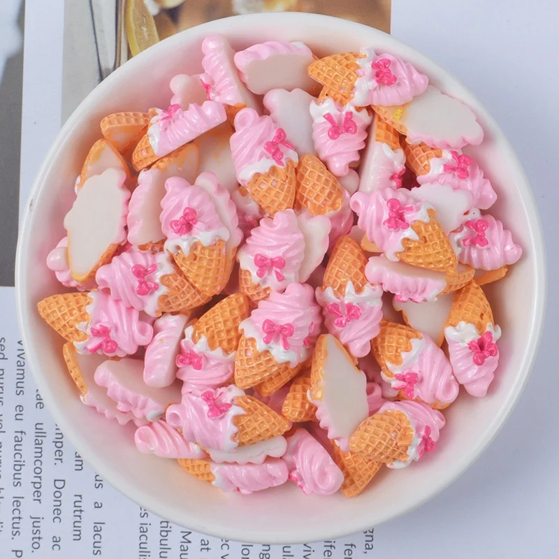 Paso Sico Simulation Resin Kawaii Nail Art Ice Cream with Lovely Butterfly Knot DIY Manicure Designs Decoration Wholesale