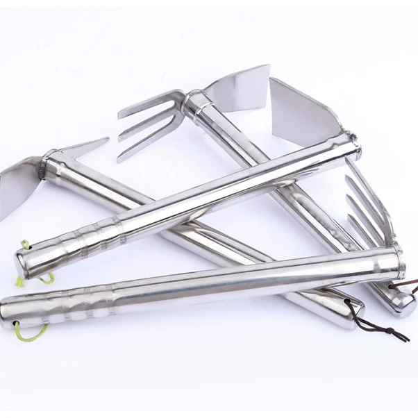 Stainless Steel Garden Hoe Rake Hand Tool Digging Weeding Seeding Cultivating Multipurpose