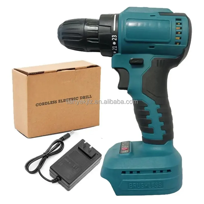 Professional 21v Brushless Hand Tools Cordless Electric Driver Drill Household Lithium Household Screwdriver Battery OEM TY 10MM