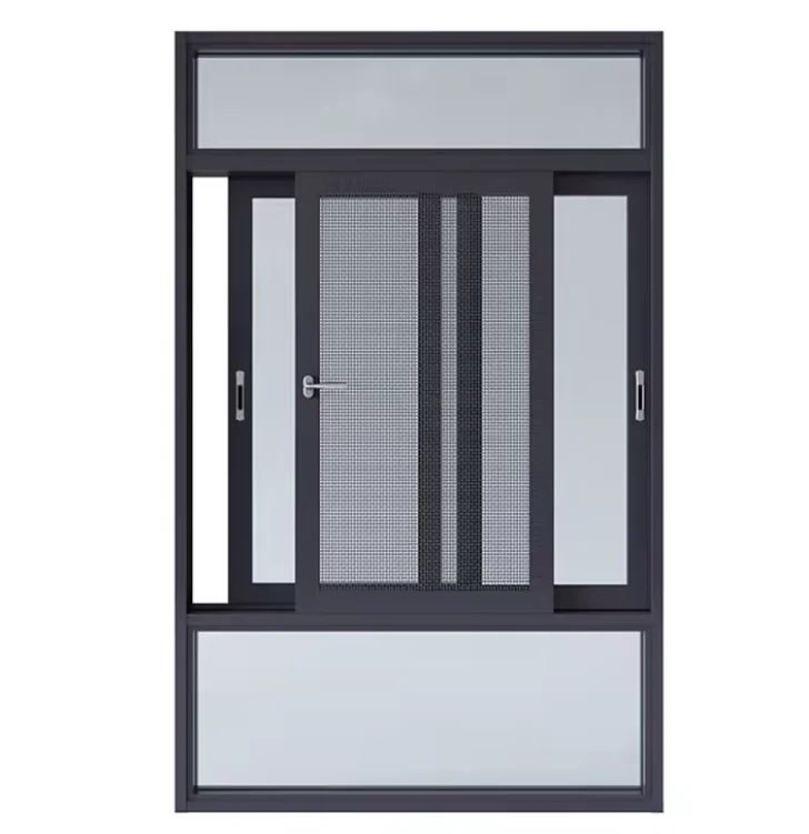 Frame Sliding Window Residential Iron Double Glazed Sun Protect Window Aluminium Alloy Stainless Steel Horizontal Modern Hanging