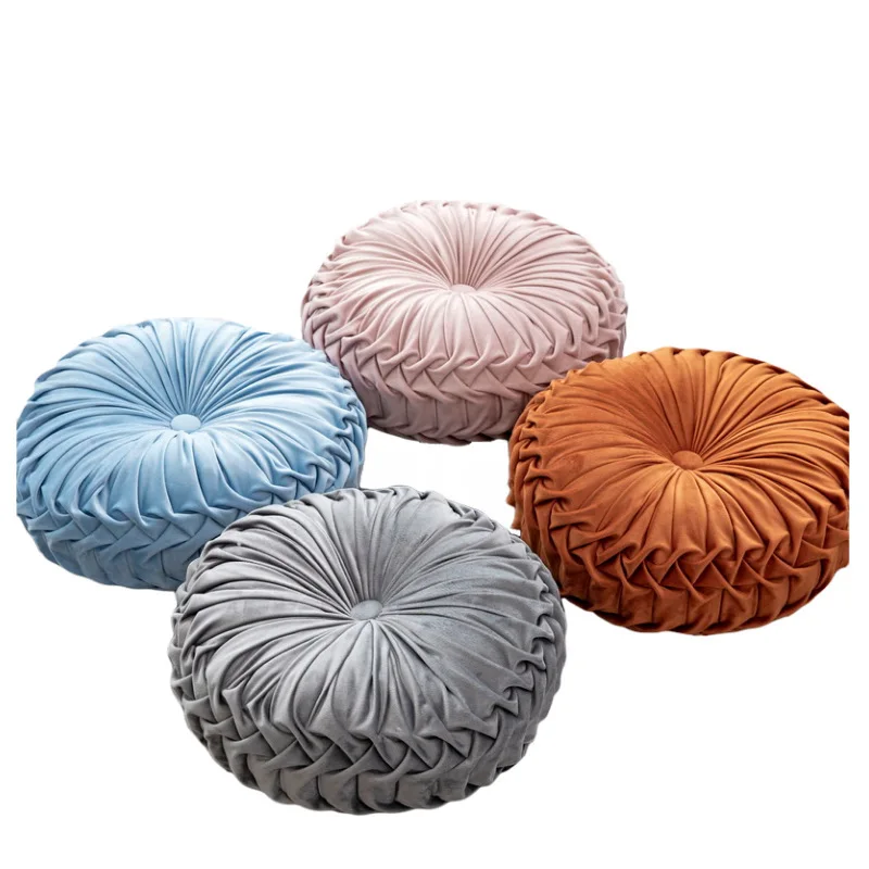 Factory Cross-border ins Nordic Cushion Round Solid Color Office All-match Handmade Pleated Floor Pillow