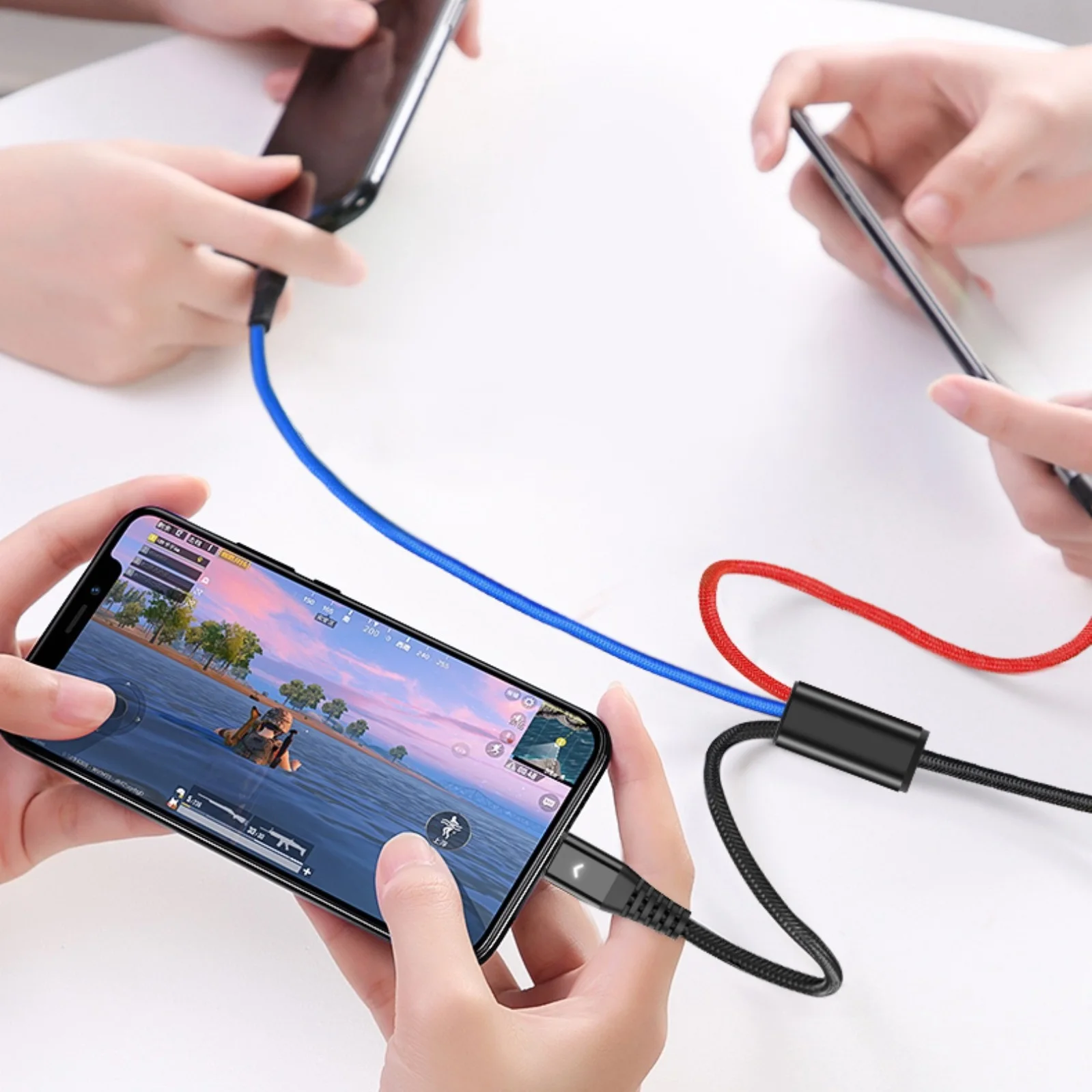  Konfulon высококачественные многофункциональные USB-кабели со светодиодной подсветкой 3 в 1 быстрая зарядка нейлоновый Плетеный