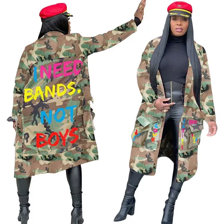 Wholesale Best Seller 2020 Women Fashion Trend Clothes Camouflage Print Winter Jacket For Women Lady Top Coats