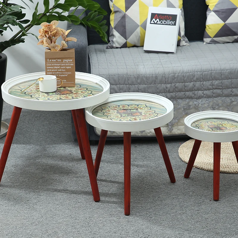 Hot-selling Coffee Table Round Bedside Table Nightstand Accent Wood End Table for Living Room