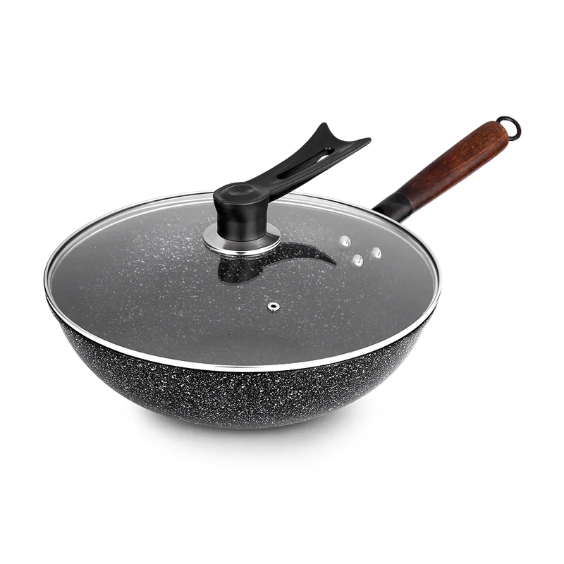 Hot Sale China Cookware Supplier Granite Maifan Stone Induction Burner Non Stick Wok