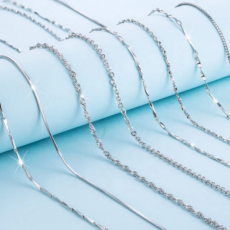 925 Box necklace snake bone melon seeds water wave ingot starry clavicle single chain 40cm45cm with chain